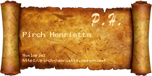 Pirch Henrietta névjegykártya